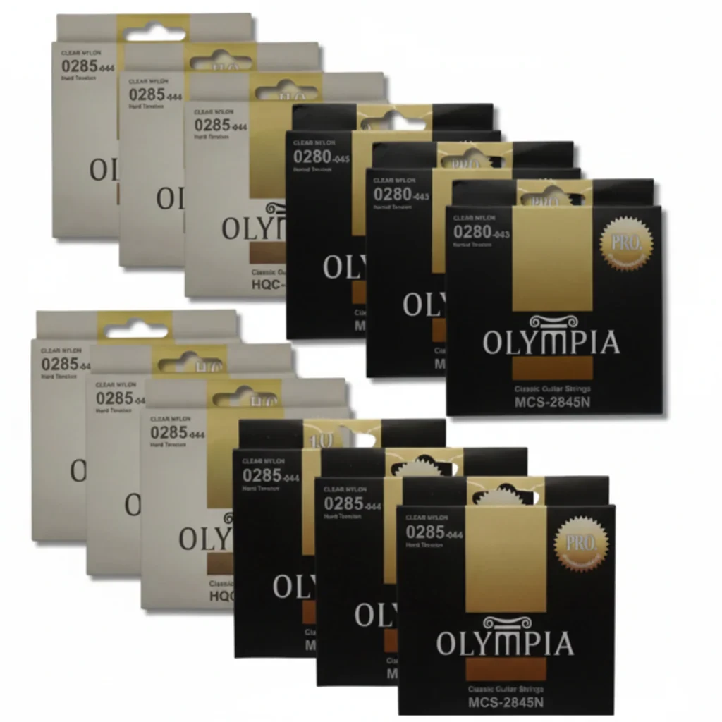 Olympia | Caja de Cuerdas de Nylon 12 Piezas, Tensión Alta y Normal