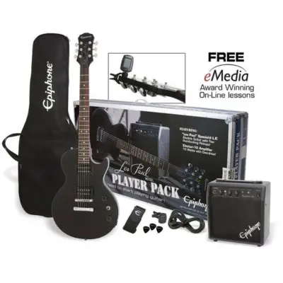 Paquete de guitarra eléctrica Epiphone Les Paul color negro