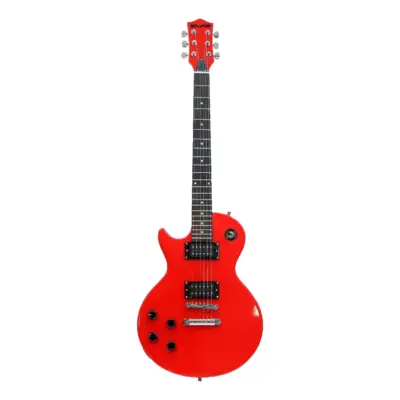 Paquete de guitarra eléctrica zurda Bellator tipo Les Paul color amarillo con sombreado negro