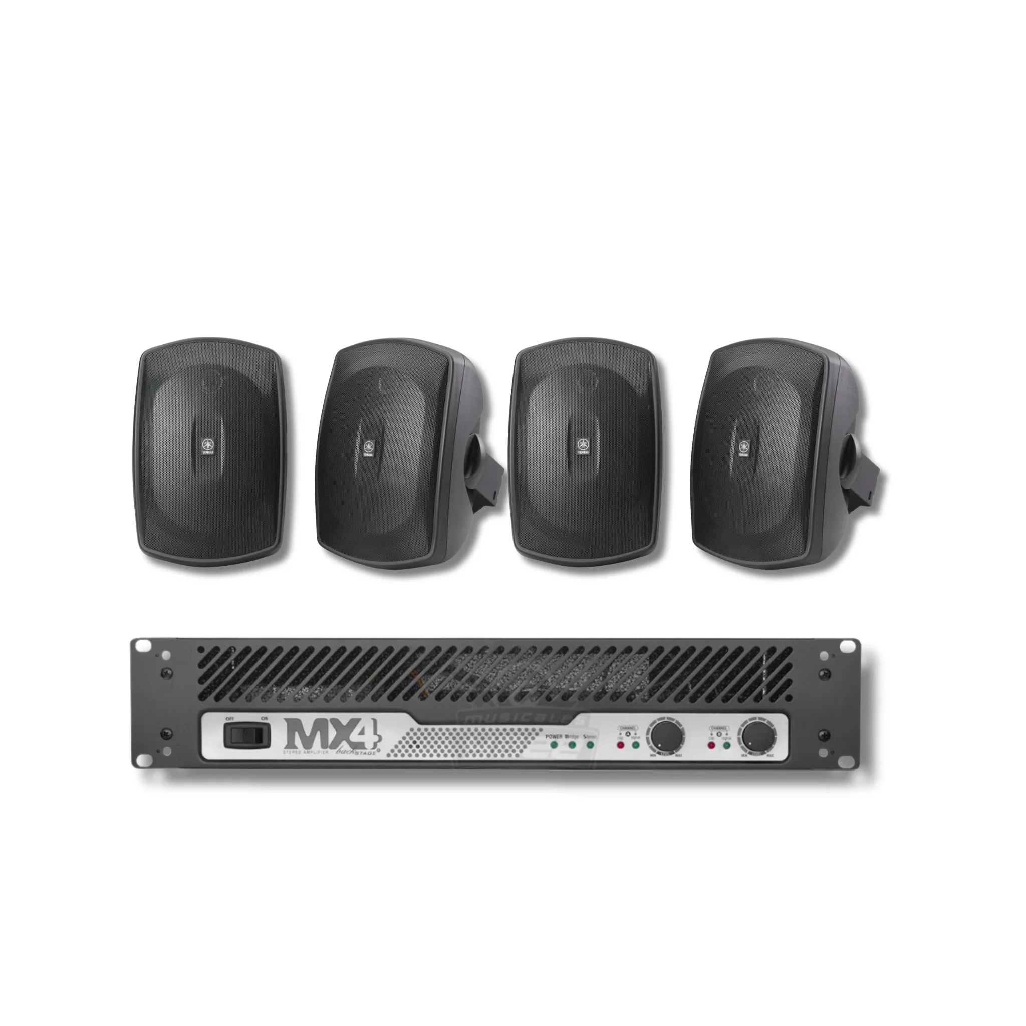 Paquete de instalación con 2 pares de altavoces Yamaha NS-AW190 y amplificador Mx-4
