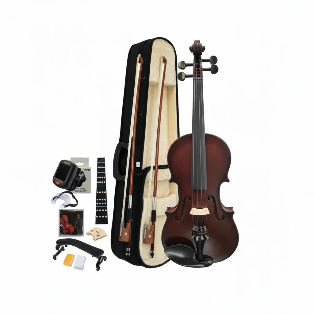Violín 4/4 Mate Retro con Tapa y Fondo de Madera Maciza