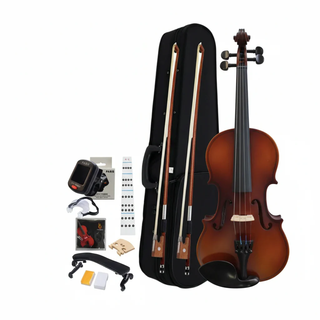 Violín 4/4 Natural Antiguo Mate con Partes de Madera Técnica y Microafinadores Negros
