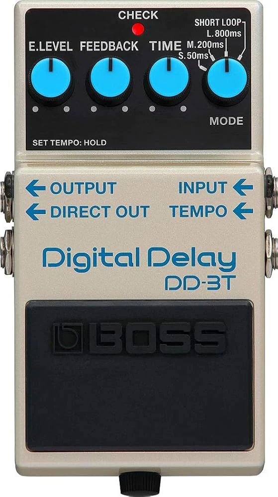 Pedal de Delay BOSS DD-3T con tiempo de entre 12,5 y 800 ms
