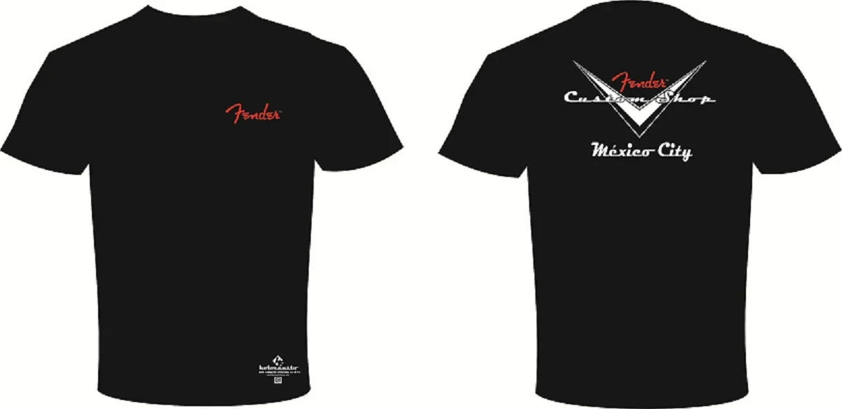 Playera Negra Fender Custom Shop para Mujer