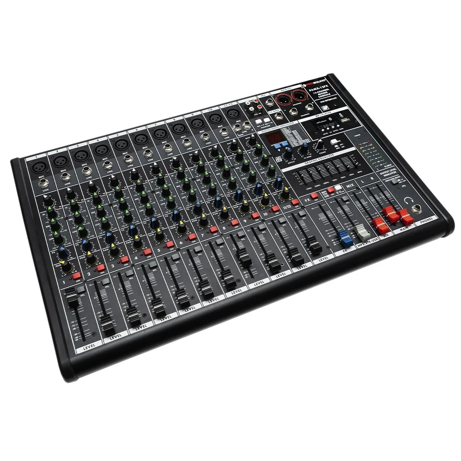 Mezcladora ProSound PAMX-12FX de 12 Canales con Bluetooth y USB