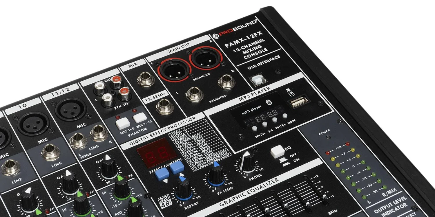 Mezcladora ProSound PAMX-12FX de 12 Canales con Bluetooth y USB - Imagen 2
