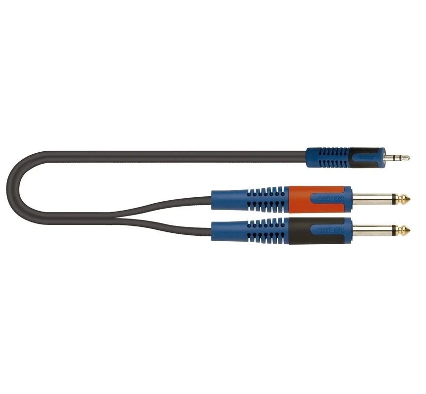 Cable Adaptador QuikLok RKSA/140-1 Mini Plug 3.5 mm a 2 Plug Mono 6.3 mm