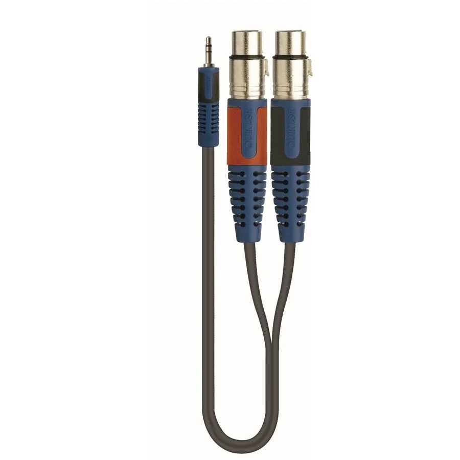 Cable adaptador Mini Plug 3.5 mm estéreo a 2 XLR hembra QuikLok - Imagen 2