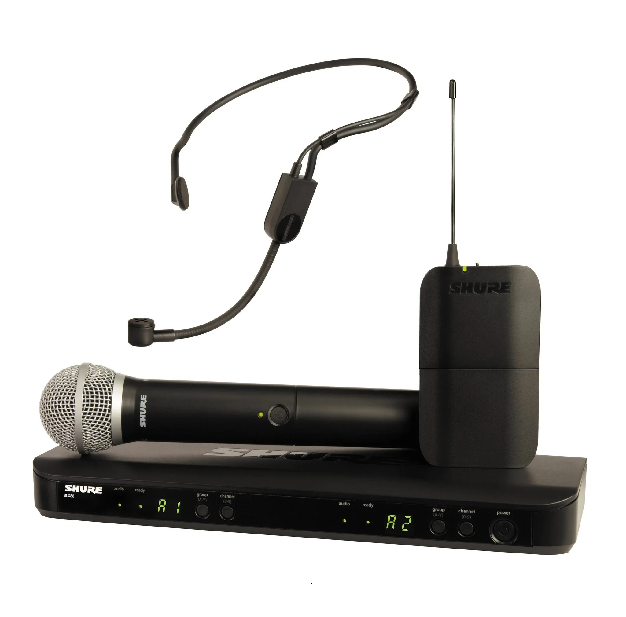 Shure BLX1288/P31 Sistema Inalámbrico Dual con Micrófono de Mano y Diadema