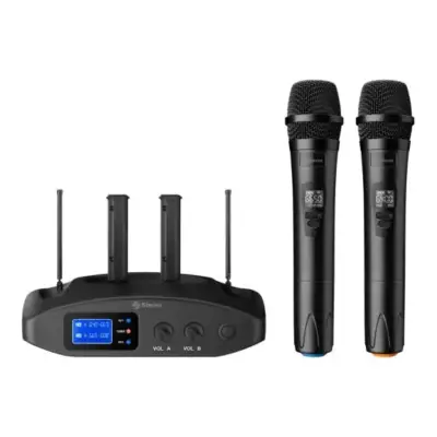 Sistema de 2 Micrófonos Inalámbricos de Mano Recargable WR-810 UHF Steren