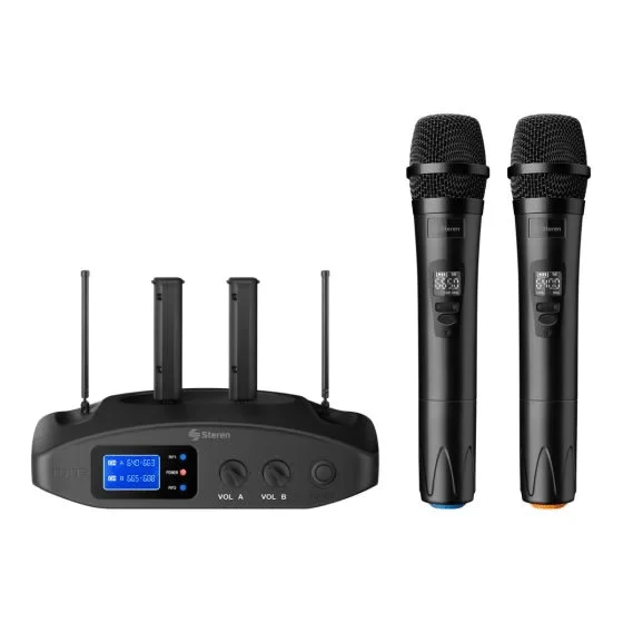 Sistema de 2 Micrófonos Inalámbricos de Mano Recargable WR-810 UHF Steren