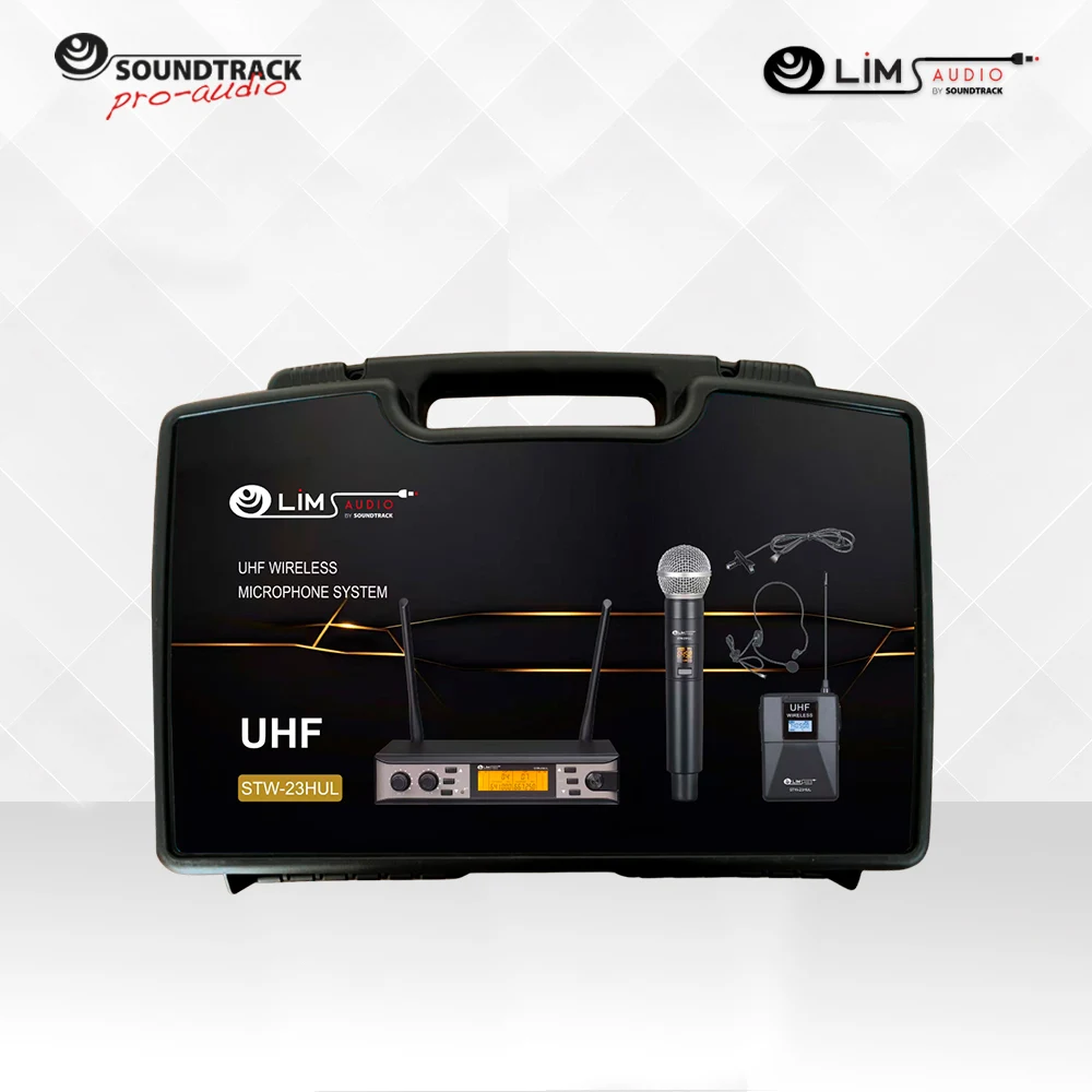 Sistema de micrófono inalámbrico UHF de 2 canales con 2 micrófonos de mano STW-23HUL