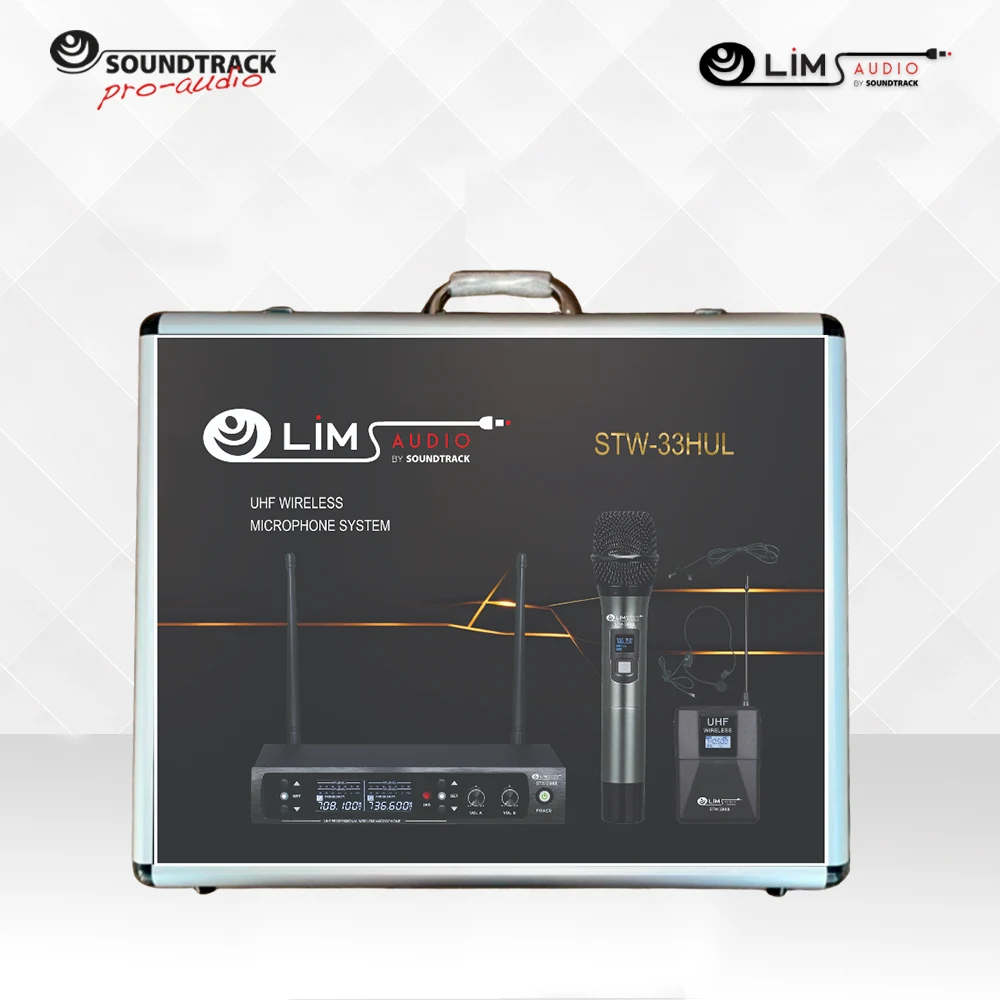 Sistema de micrófono inalámbrico UHF de 2 canales con 2 micrófonos de mano STW-33HUL