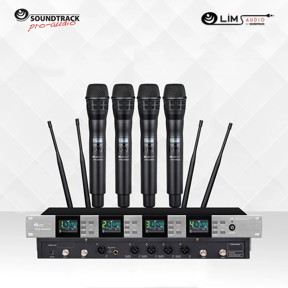 Sistema de micrófono inalámbrico UHF de cuatro canales STW-4500HH