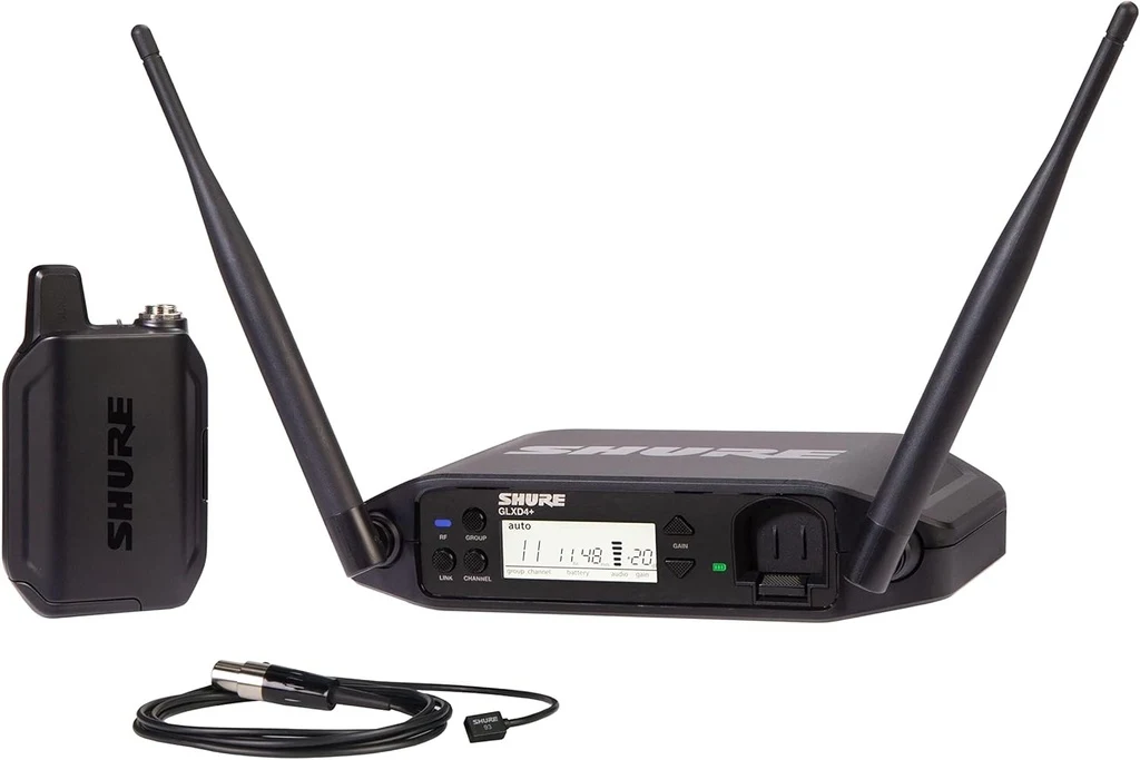 Sistema inalámbrico digital Shure GLXD14+ con micrófono de solapa WL93