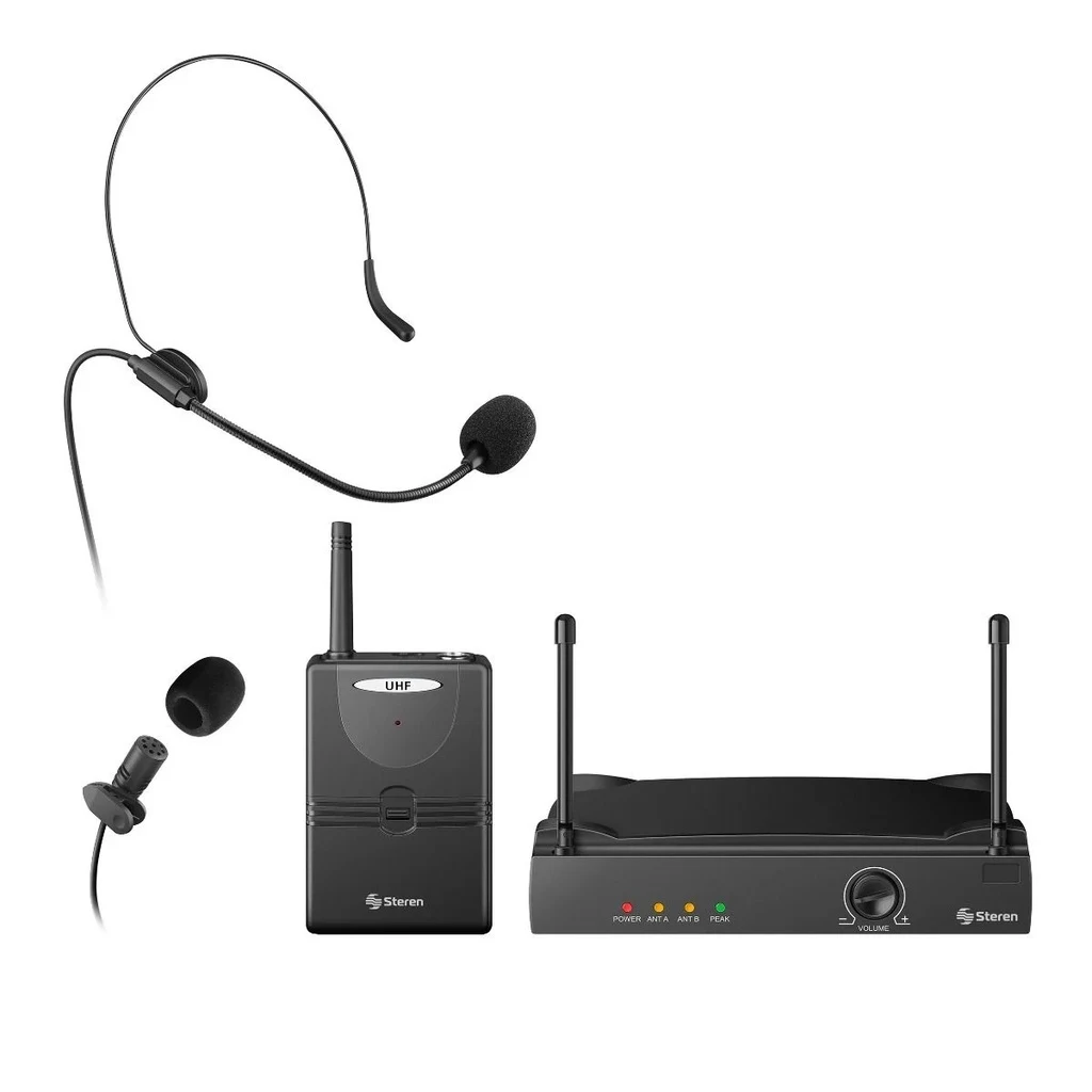 Sistema Inalámbrico UHF Steren de Solapa y Tipo Diadema WR-804UHF