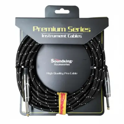 Cable forrado con tela color negro para instrumento (plug a plug) 6 mts