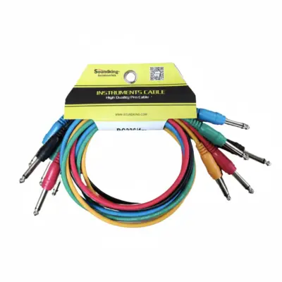 Soundking Juego de 5 Cables de Colores para Parcheo de 1 m Plug a Plug 6.3 mm