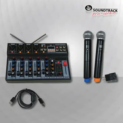 Mezcladora Studio-7 KIT-W de 7 Canales con Dos Micrófonos Inalámbricos