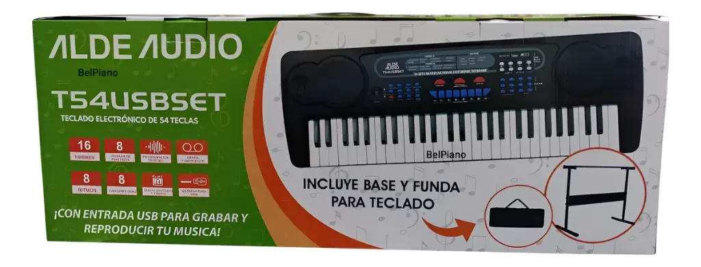 Teclado Alde Audio de 54 Teclas con Funda, Base y Entrada USB