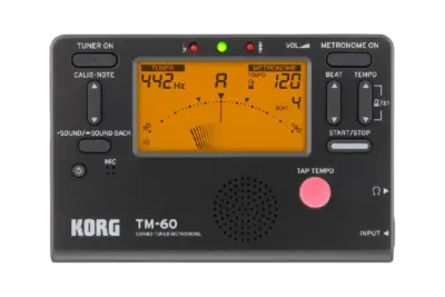 Afinador y Metrónomo Korg TM-60C con Micrófono de Contacto CM-200
