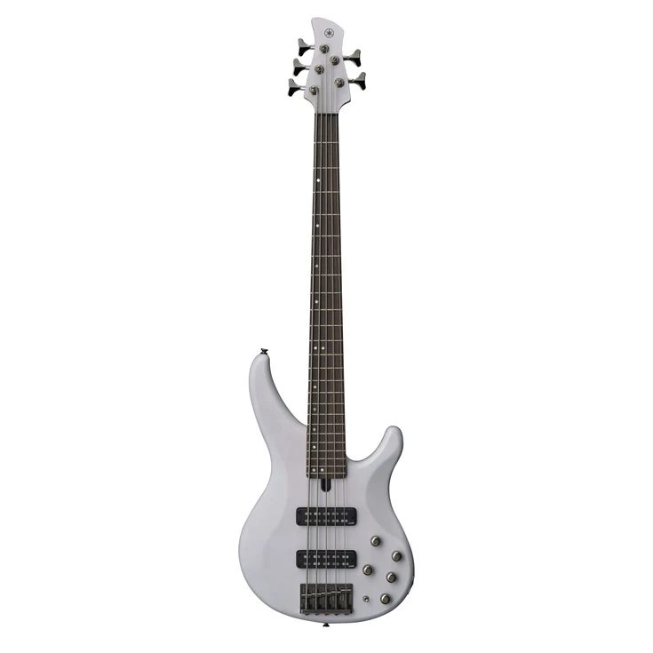 Bajo eléctrico Yamaha TRBX505 de 5 cuerdas activo/pasivo color blanco translúcido