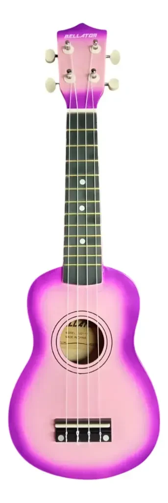Ukelele Soprano Morado y Rosa con Funda y Correa de 21"