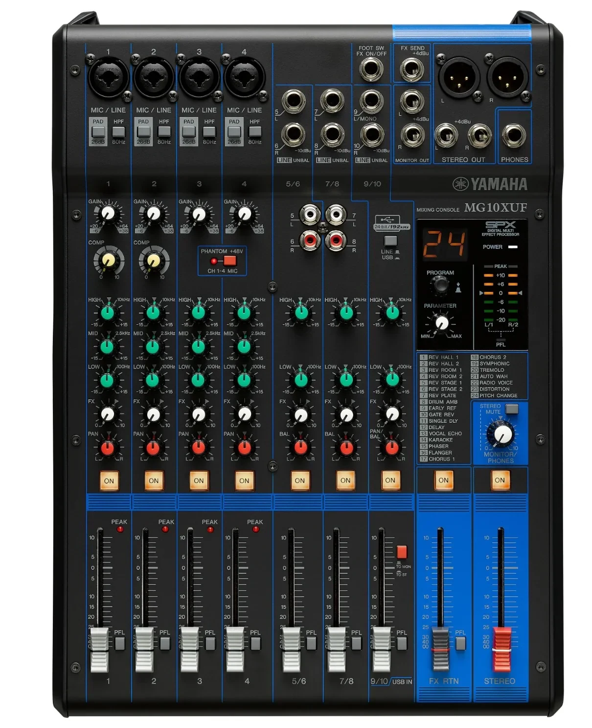 Yamaha MG-10XUF - Mezcladora de 10 Canales con Faders, Efectos y USB