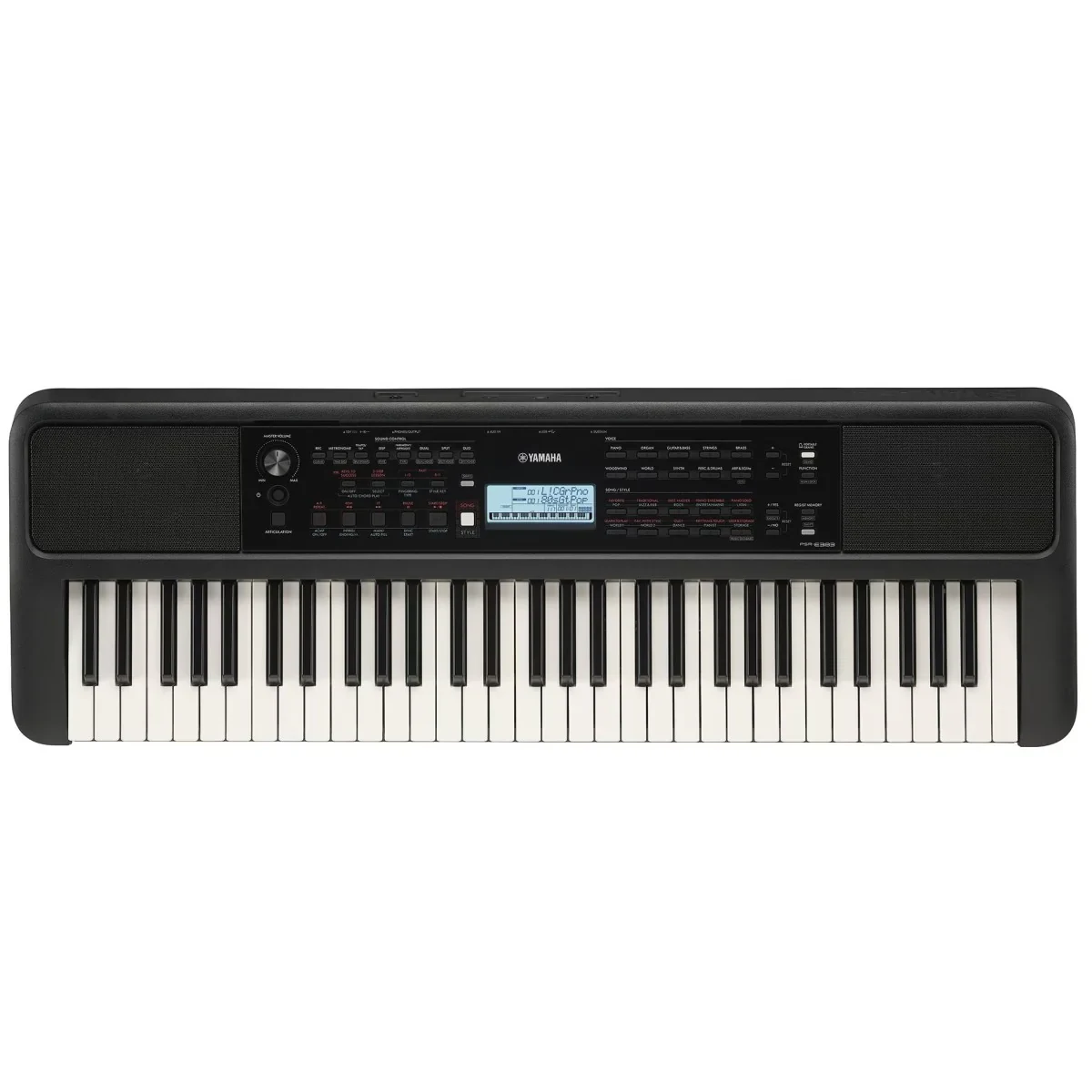 Teclado portátil Yamaha PSR-E383 con adaptador y soporte de partitura