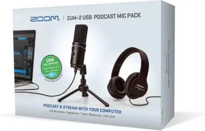 Paquete Podcast Zoom ZUM-2 y Audífonos ZHP-2