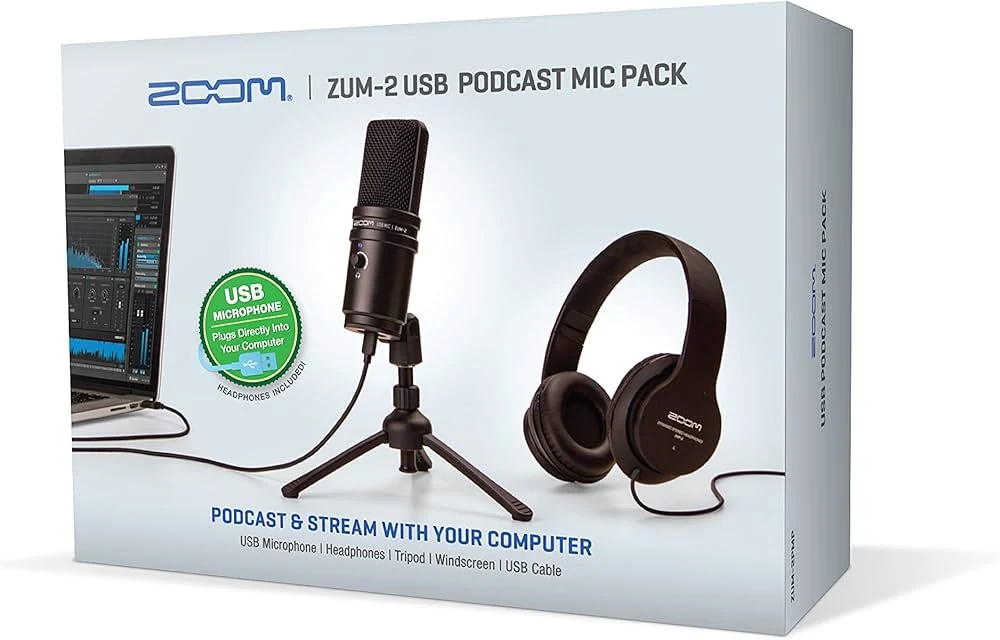 Paquete Podcast Zoom ZUM-2 y Audífonos ZHP-2